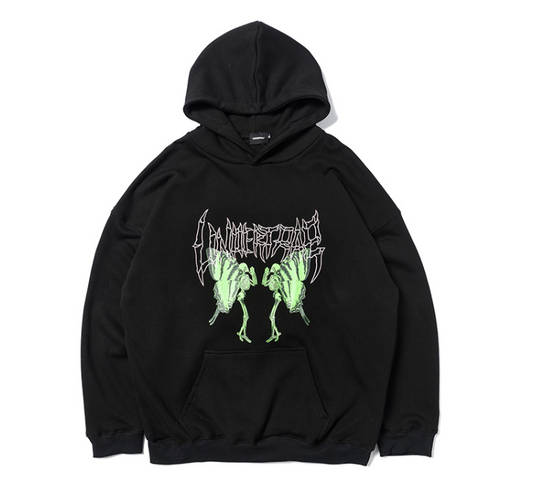 2021 Men Hip Hop Hoodie Sweatshirt Dancing Skull Butterfly Print Harajuku Hoodie